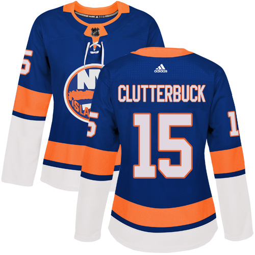 Adidas New York Islanders #15 Cal Clutterbuck Royal Blue Home Authentic Women Stitched NHL Jersey